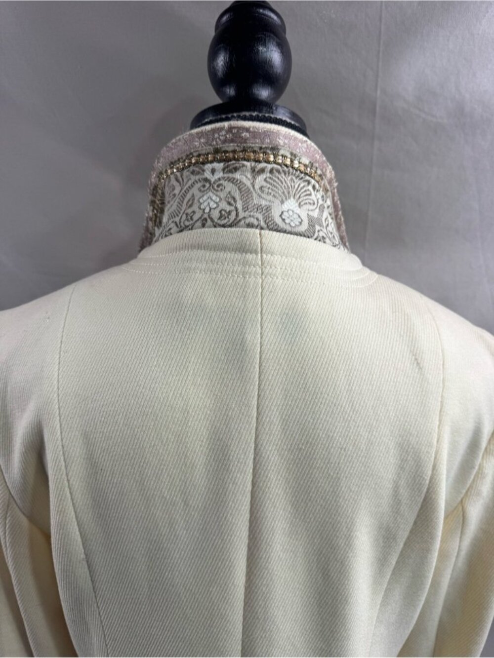 ZARA Collection Wool Blend Embellished Collar & Cuff Long Coat Cream - Picture 12 of 15